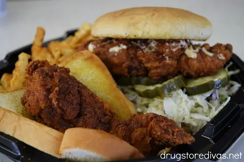 A slider and tender combo meal at Al's Hot Chicken.