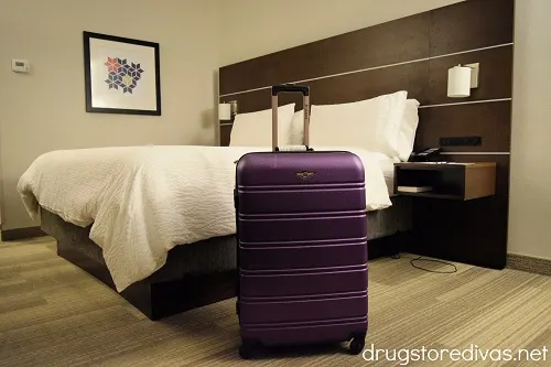 A hotel room in the Holiday Inn Express & Suites hotel.