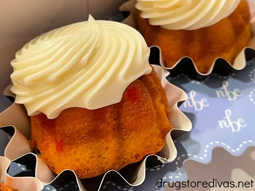 Two mini bundt cakes from Nothing Bundt Cakes.
