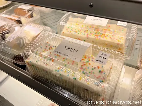 A bunch of bar cakes in the cooler at Publix.