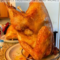 A turkey on a plate with the words 