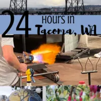 Four scenes from Tacoma with the words 