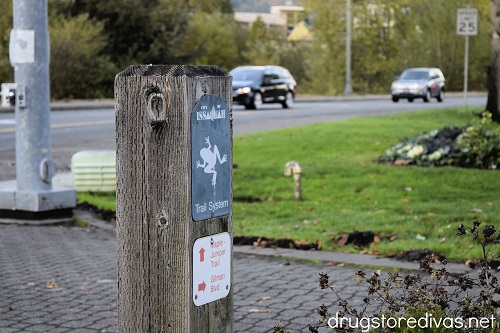 A trail sign in Issaquah, Washington.