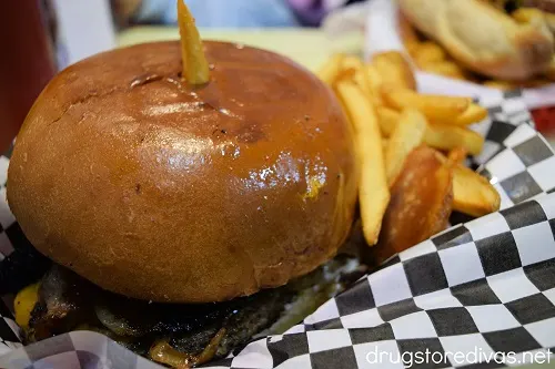 A burger and fries from Triple X Rootbeet in Issaquah, Washington.