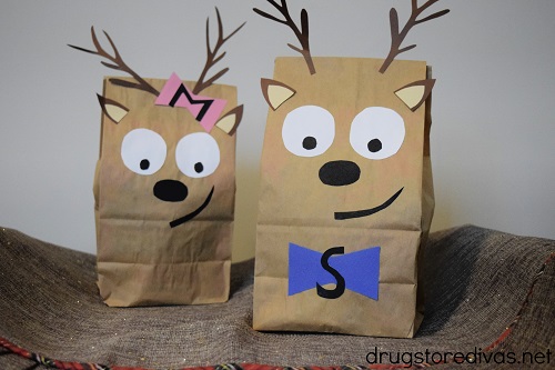 Two DIY Reindeer Gift Bags.