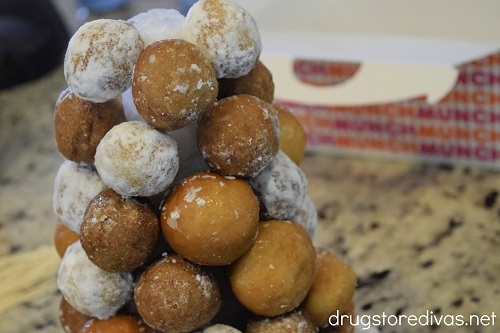 A cone of donut holes.