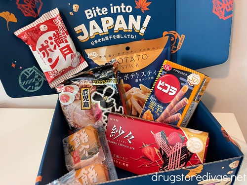 A box filled with Japanese treats from a subscription called Tokyo Treat.