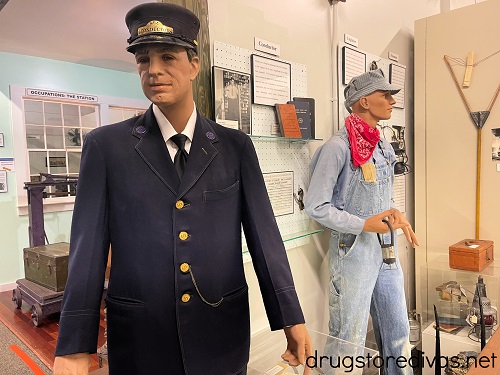 A conductor and an engineer model at the at the Wilmington Railroad Museum in Wilmington, NC.