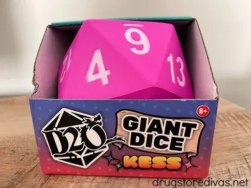 A D20 Giant Dice that's pink.