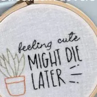 An embroidery craft that says 