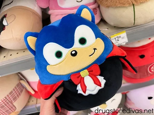 A Sonic the Hedgehog vampire Squishmallow.