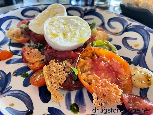 A burrata salad at Origins in Wilmington, NC.