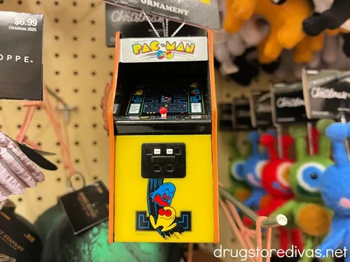 An ornament shaped to look like a Pacman arcade game.