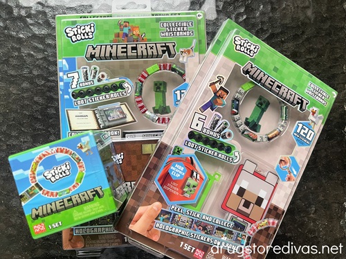 Three packages of Minecraft-branded Sticki Rolls products.