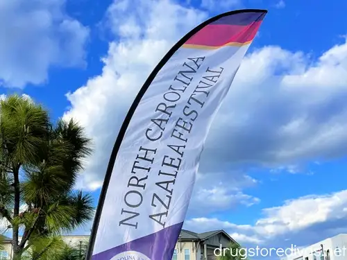 A flag advertising the North Carolina Azalea Festival in Wilmington, North Carolina.