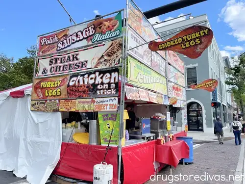 A food stand set up at the street fair of the North Carolina Azalea Festival in Wilmington, North Carolina.