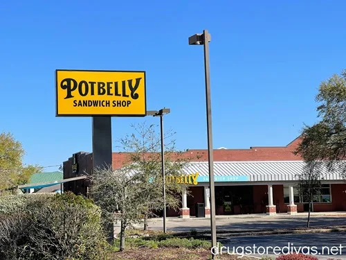 The outside of a Potbelly Sandwich Shop restaurant.