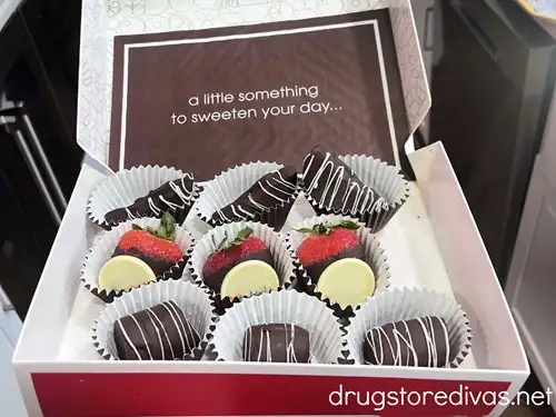 A box of chocolate covered fruit from Edible Arrangements.