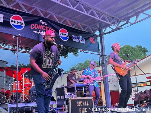 A band on stage at Free Concert Friday at the Eagle's Dare in Wilmington, NC.