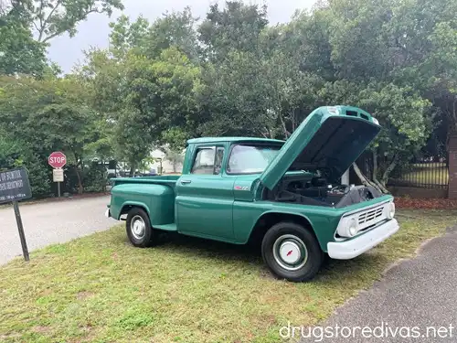 A car set up at the car show of the Sumter Iris Festival.