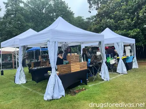 Vendor tents set up at the Sumter Iris Festival.