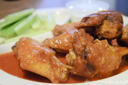 A plate of wings, celery, and blue cheese from Leo's Wings in Sumter, South Carolina.