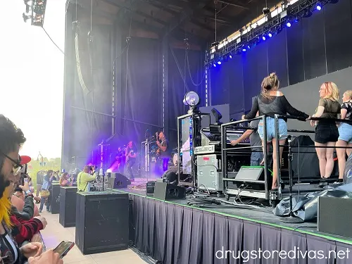 A band on stage at Live Oak Bank Pavilion.