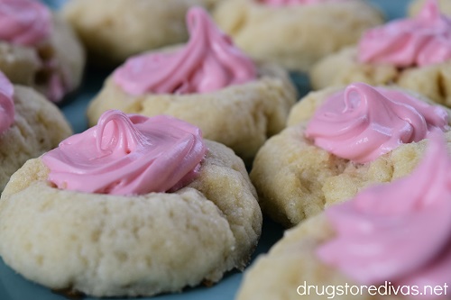 Thumbprint cookies with icing.