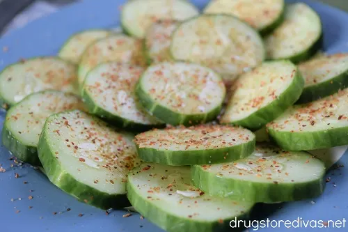 Cucumber salad with Tajin and Lime.