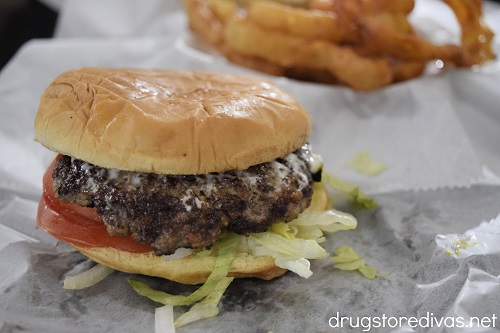 A burger from Edgefield Pool Room in Edgefield, SC.