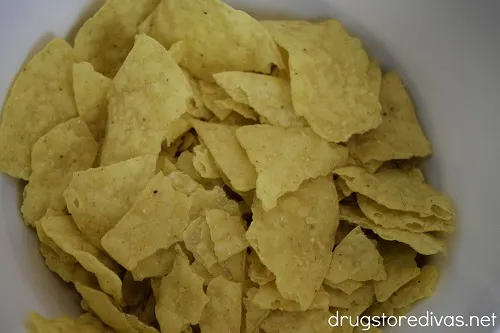 Tortilla chips in a bowl.