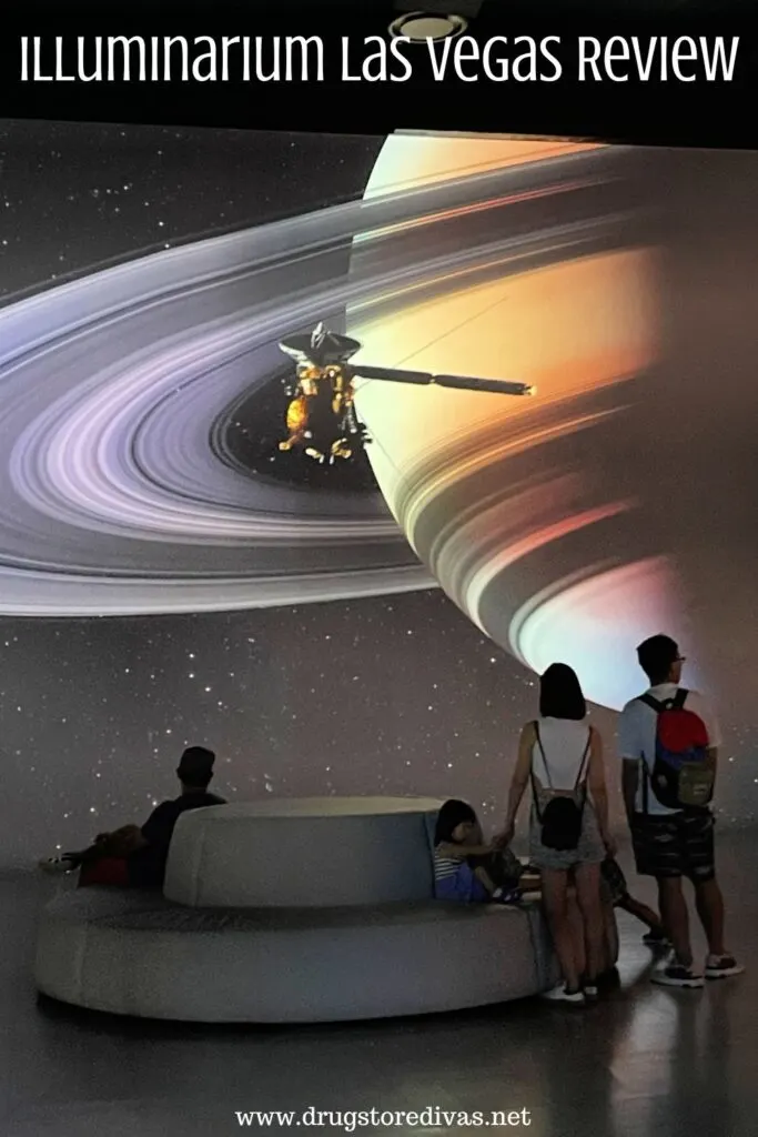 A planet in space with the words "Illuminarium Las Vegas Review" digitally written on top.
