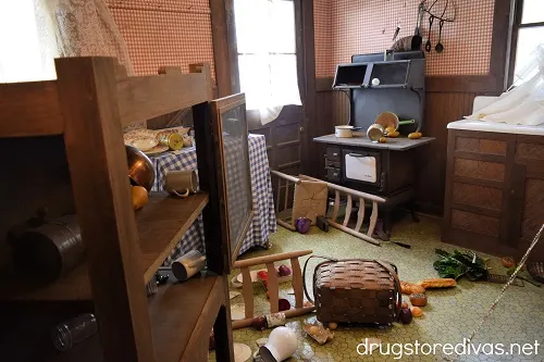 A kitchen in disarray at the Land of Oz theme park.