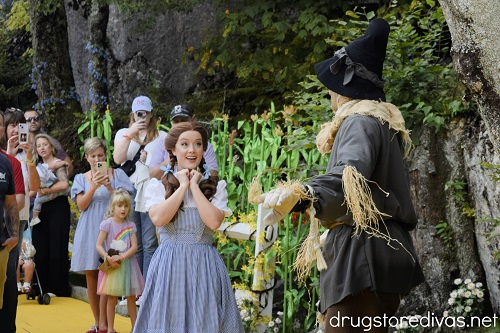 Dorothy and the Scarecrow from the Wizard of Oz at the Land of Oz theme park.