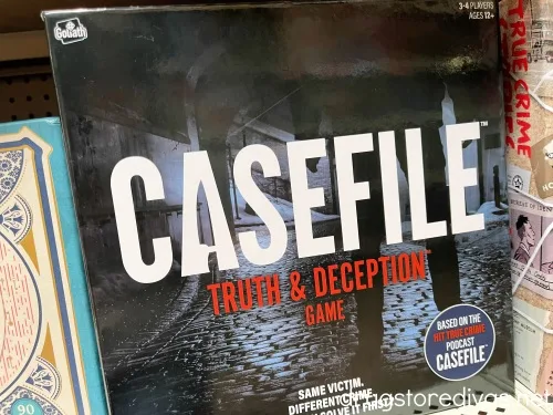 The Casefile board game on a shelf.