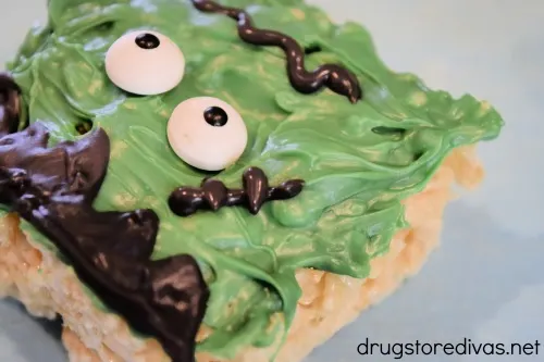 An upside down Frankenstein Rice Krispies Treat.