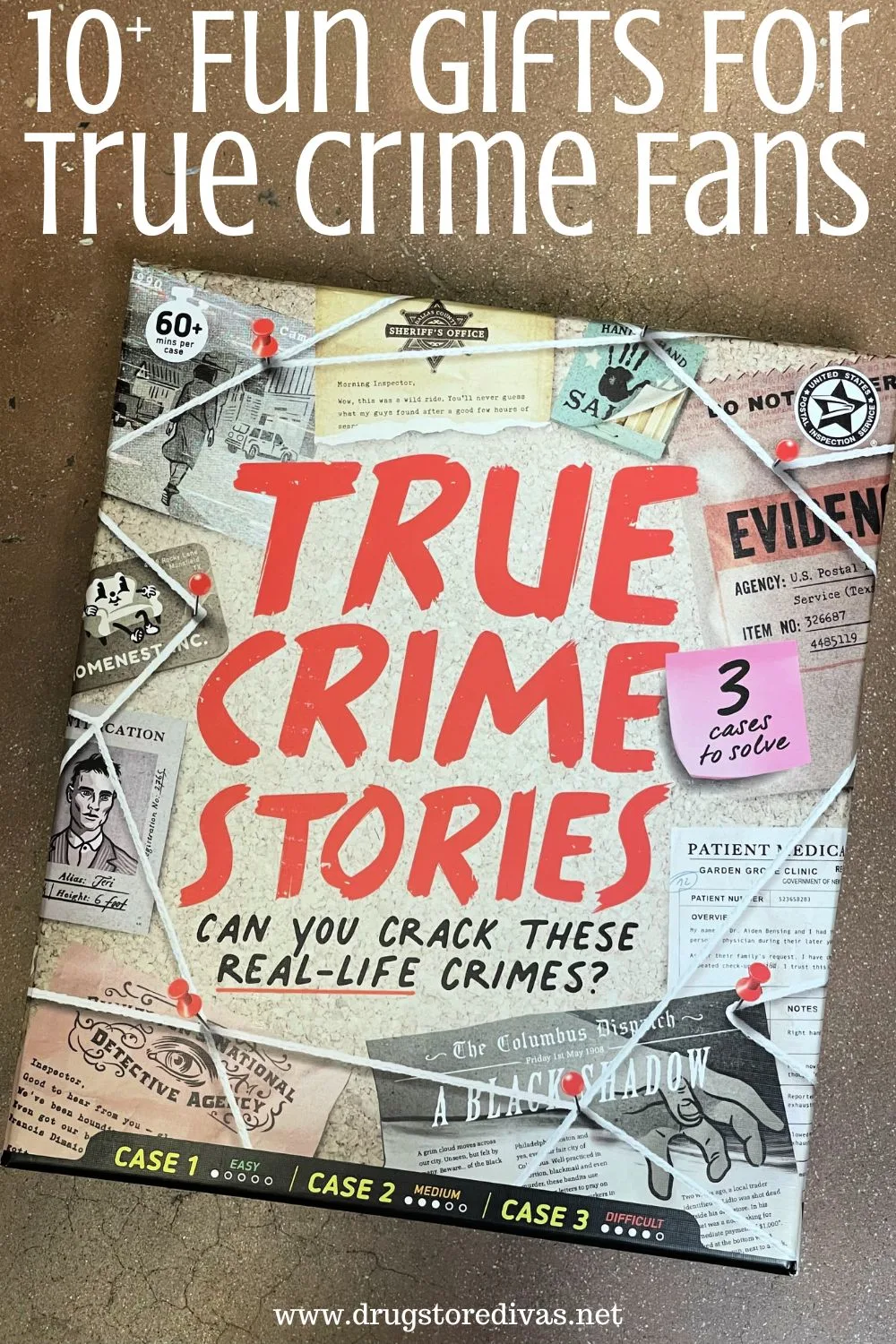 A game called True Crime Stories with the words 