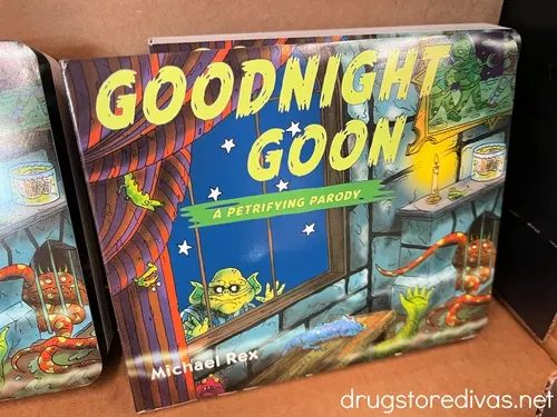 The book, Goodnight Goon, on a shelf.