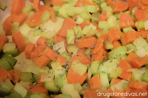 Seasoned carrots, celery, and onions.