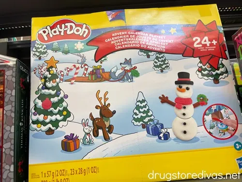 A Playdoh Advent Calendar on a shelf.