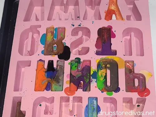 Melted crayons in an alphabet mold.