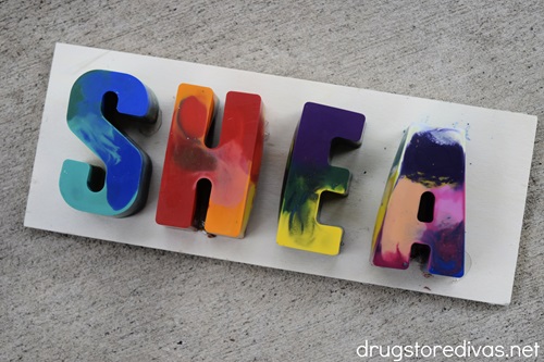 Crayon letters spelling out the name SHEA.