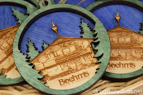 A Boehm's Candies Christmas ornament.