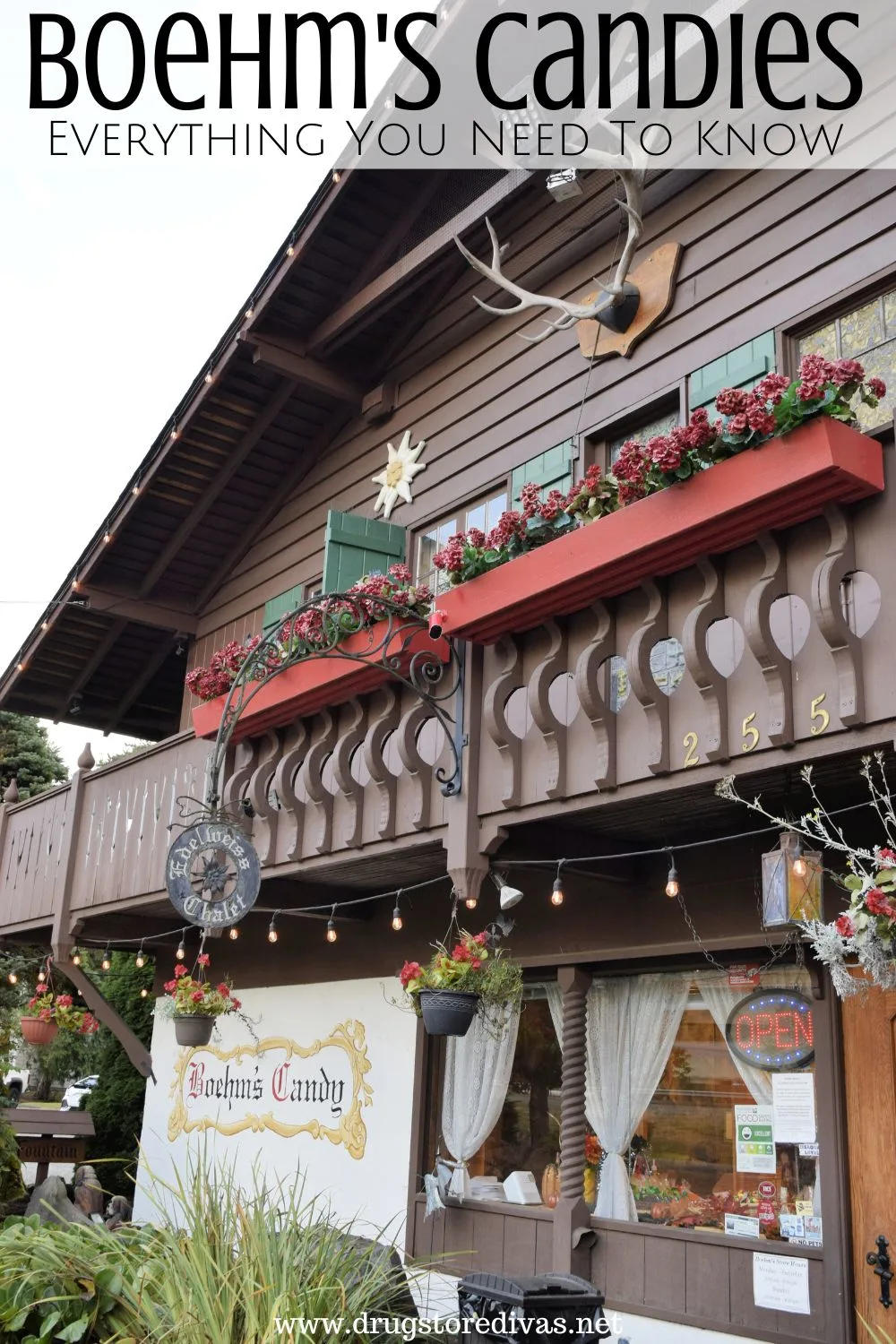 An alpine chalet with the words 