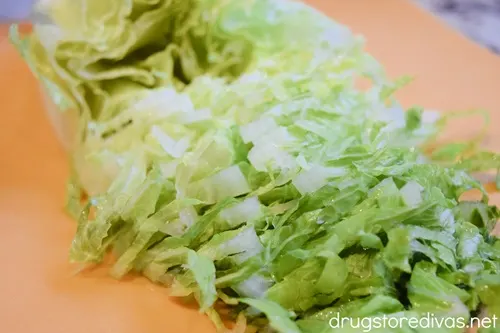 Romaine lettuce cut into strips.
