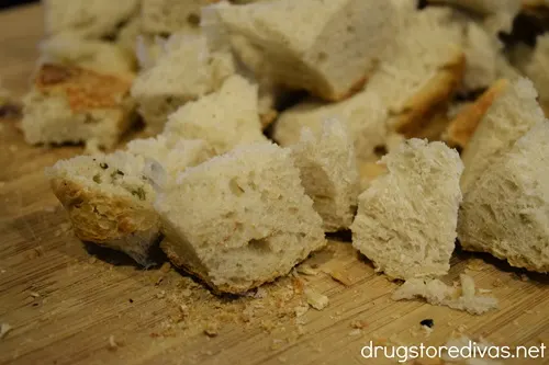 Cubes of bread.