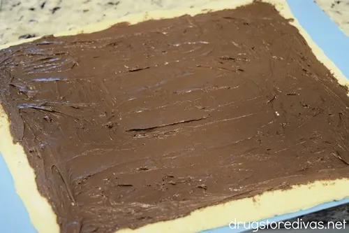 Nutella spread on puff pastry.