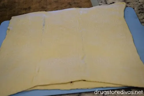Two sheets of puff pastry on top of each other.