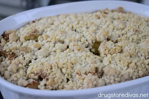 A baked French toast casserole in a pan.