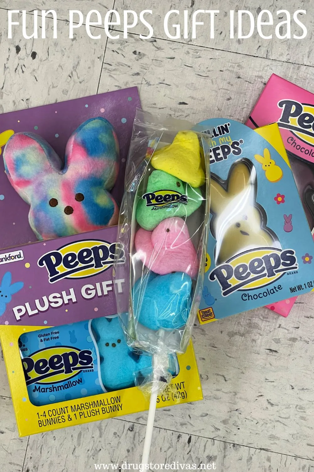 Various Peeps branded items with the words 